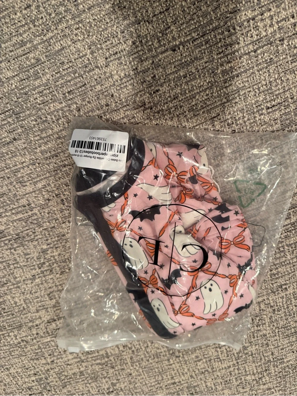 Caden Lane Boo Babes Glow in the Dark Bamboo Zip Romper 12-18 Months NWT